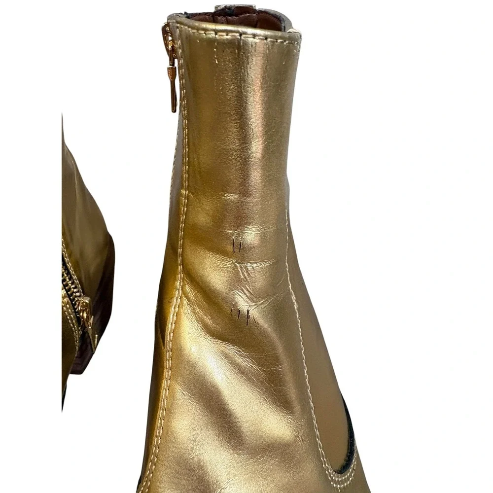 Straight To Hell Men's Vegan Richards Gold Boot 8.5 Chelsea Beatle Winklepickers
